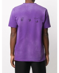 violettes bedrucktes T-Shirt mit einem Rundhalsausschnitt von Off-White