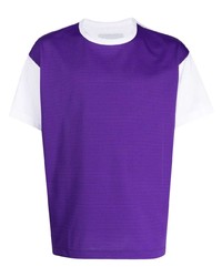violettes bedrucktes T-Shirt mit einem Rundhalsausschnitt von Fumito Ganryu