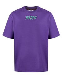 violettes bedrucktes T-Shirt mit einem Rundhalsausschnitt von Gcds