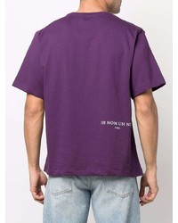 violettes bedrucktes T-Shirt mit einem Rundhalsausschnitt von Ih Nom Uh Nit