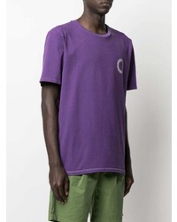 violettes bedrucktes T-Shirt mit einem Rundhalsausschnitt von Paura