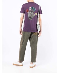 violettes bedrucktes T-Shirt mit einem Rundhalsausschnitt von PS Paul Smith