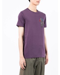 violettes bedrucktes T-Shirt mit einem Rundhalsausschnitt von PS Paul Smith