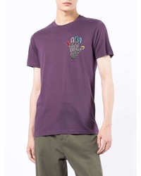 violettes bedrucktes T-Shirt mit einem Rundhalsausschnitt von PS Paul Smith