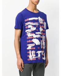 violettes bedrucktes T-Shirt mit einem Rundhalsausschnitt von Adidas By Kolor