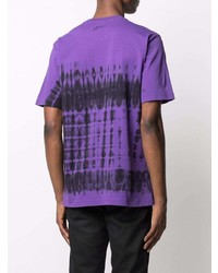 violettes bedrucktes T-Shirt mit einem Rundhalsausschnitt von Diesel