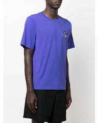 violettes bedrucktes T-Shirt mit einem Rundhalsausschnitt von Evisu