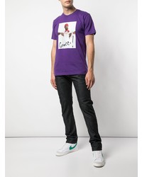 violettes bedrucktes T-Shirt mit einem Rundhalsausschnitt von Supreme