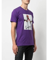 violettes bedrucktes T-Shirt mit einem Rundhalsausschnitt von Supreme