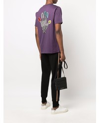 violettes bedrucktes T-Shirt mit einem Rundhalsausschnitt von PS Paul Smith