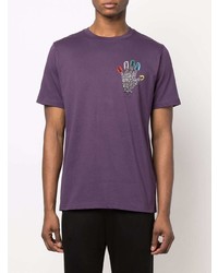 violettes bedrucktes T-Shirt mit einem Rundhalsausschnitt von PS Paul Smith