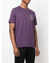 violettes bedrucktes T-Shirt mit einem Rundhalsausschnitt von PS Paul Smith