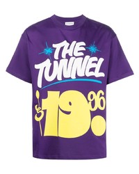 violettes bedrucktes T-Shirt mit einem Rundhalsausschnitt von Honey Fucking Dijon