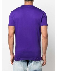 violettes bedrucktes T-Shirt mit einem Rundhalsausschnitt von DSQUARED2