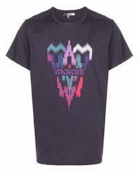 violettes bedrucktes T-Shirt mit einem Rundhalsausschnitt von Isabel Marant