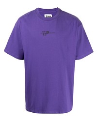 violettes bedrucktes T-Shirt mit einem Rundhalsausschnitt von Izzue