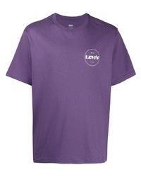 violettes bedrucktes T-Shirt mit einem Rundhalsausschnitt von Levi's