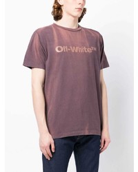 violettes bedrucktes T-Shirt mit einem Rundhalsausschnitt von Off-White