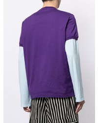 violettes bedrucktes T-Shirt mit einem Rundhalsausschnitt von DSQUARED2