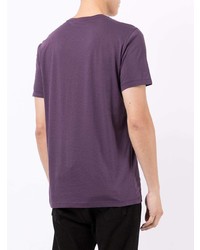 violettes bedrucktes T-Shirt mit einem Rundhalsausschnitt von Emporio Armani