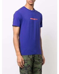 violettes bedrucktes T-Shirt mit einem Rundhalsausschnitt von Stone Island