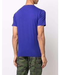 violettes bedrucktes T-Shirt mit einem Rundhalsausschnitt von Stone Island