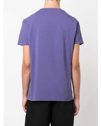 violettes bedrucktes T-Shirt mit einem Rundhalsausschnitt von Diesel