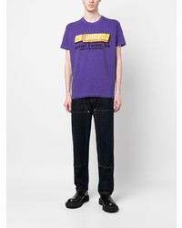 violettes bedrucktes T-Shirt mit einem Rundhalsausschnitt von DSQUARED2