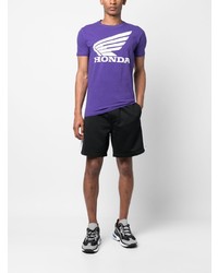 violettes bedrucktes T-Shirt mit einem Rundhalsausschnitt von DSQUARED2