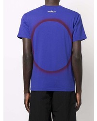 violettes bedrucktes T-Shirt mit einem Rundhalsausschnitt von Stone Island