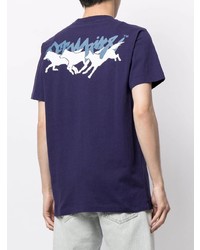 violettes bedrucktes T-Shirt mit einem Rundhalsausschnitt von Off-White