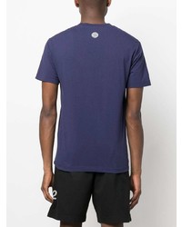 violettes bedrucktes T-Shirt mit einem Rundhalsausschnitt von Stone Island