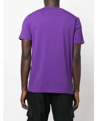 violettes bedrucktes T-Shirt mit einem Rundhalsausschnitt von Moncler