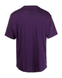 violettes bedrucktes T-Shirt mit einem Rundhalsausschnitt von PACCBET