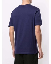 violettes bedrucktes T-Shirt mit einem Rundhalsausschnitt von Emporio Armani