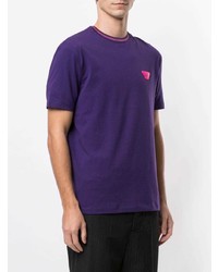 violettes bedrucktes T-Shirt mit einem Rundhalsausschnitt von Emporio Armani