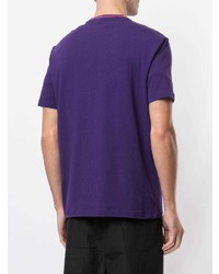 violettes bedrucktes T-Shirt mit einem Rundhalsausschnitt von Emporio Armani