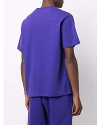 violettes bedrucktes T-Shirt mit einem Rundhalsausschnitt von Bally