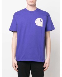 violettes bedrucktes T-Shirt mit einem Rundhalsausschnitt von Carhartt WIP