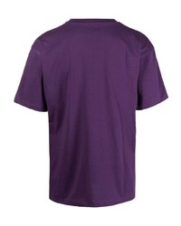 violettes bedrucktes T-Shirt mit einem Rundhalsausschnitt von PACCBET