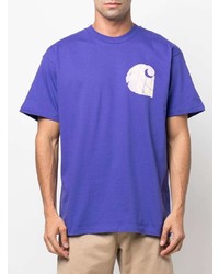 violettes bedrucktes T-Shirt mit einem Rundhalsausschnitt von Carhartt WIP