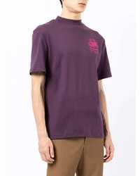 violettes bedrucktes T-Shirt mit einem Rundhalsausschnitt von Anglozine