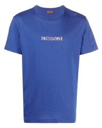 violettes bedrucktes T-Shirt mit einem Rundhalsausschnitt von Missoni