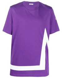 violettes bedrucktes T-Shirt mit einem Rundhalsausschnitt von Moncler