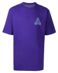 violettes bedrucktes T-Shirt mit einem Rundhalsausschnitt von Palace