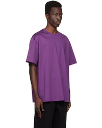 violettes bedrucktes T-Shirt mit einem Rundhalsausschnitt von Wooyoungmi