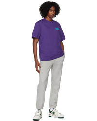 violettes bedrucktes T-Shirt mit einem Rundhalsausschnitt von Billionaire Boys Club