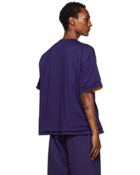 violettes bedrucktes T-Shirt mit einem Rundhalsausschnitt von F-LAGSTUF-F