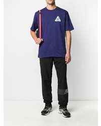 violettes bedrucktes T-Shirt mit einem Rundhalsausschnitt von Palace