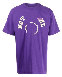 violettes bedrucktes T-Shirt mit einem Rundhalsausschnitt von Seven By Seven